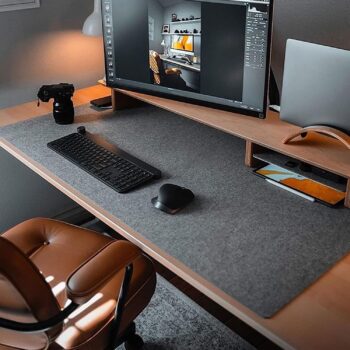 Desk Mat,90×40CM Large Felt Desk Pad, Extra Large Mouse Pad Mat - Dark Gray