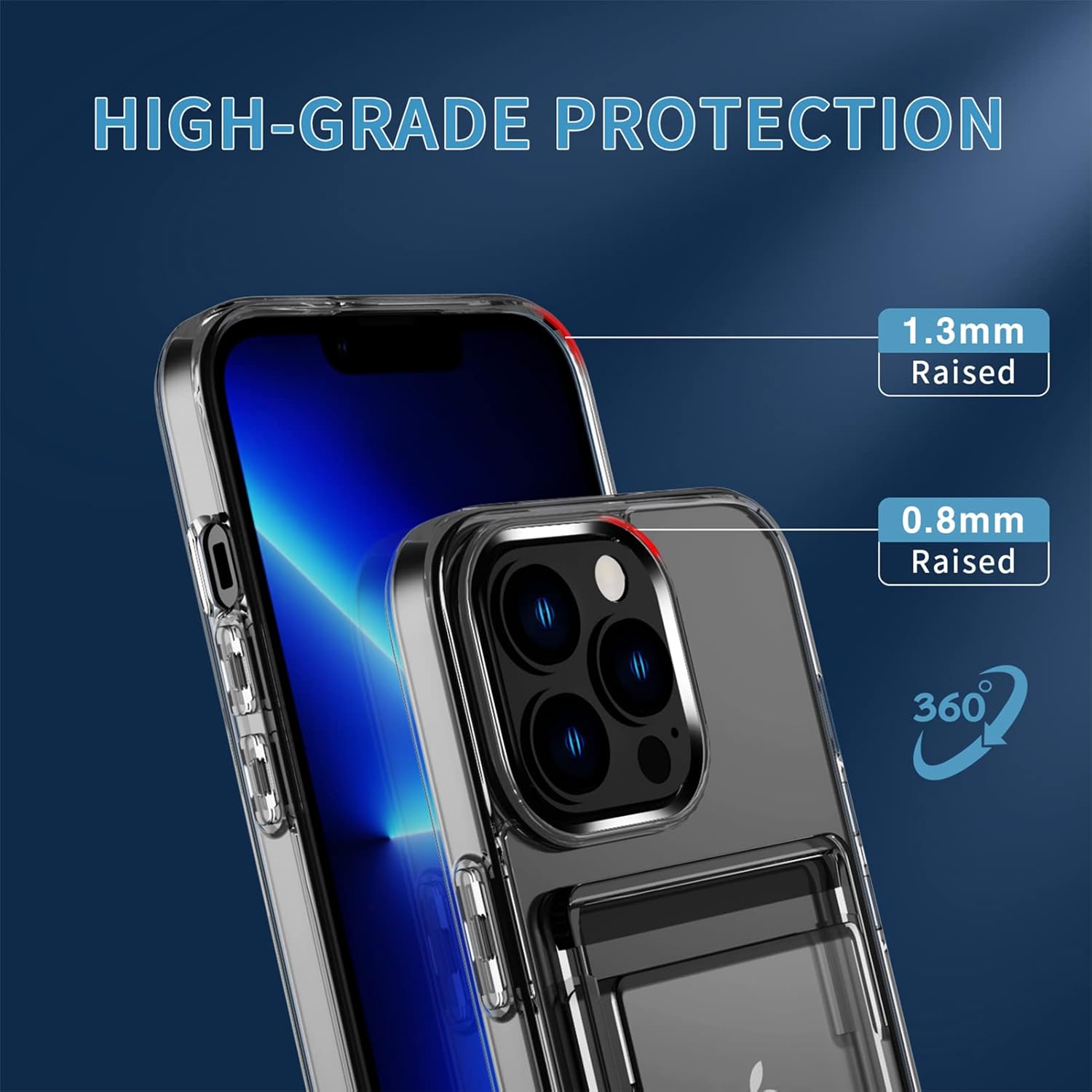 For iPhone 13 Pro with Dual Slot 360 Full Protection Anti-Scratch Case - Clear - Image 5