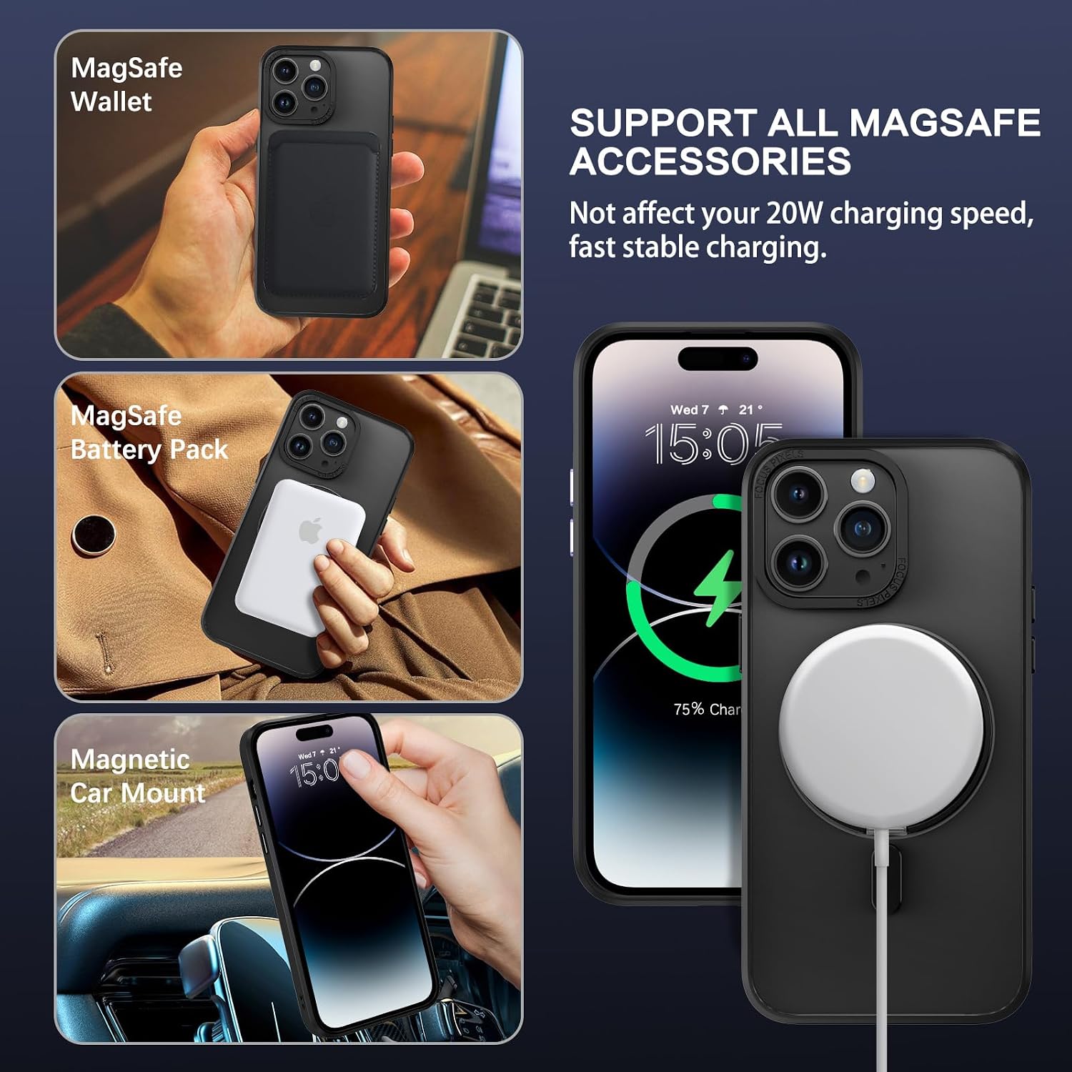 iPhone 14 Pro Max, Magnetic Slim Protective Case 6.7 Inch - Black - Image 2