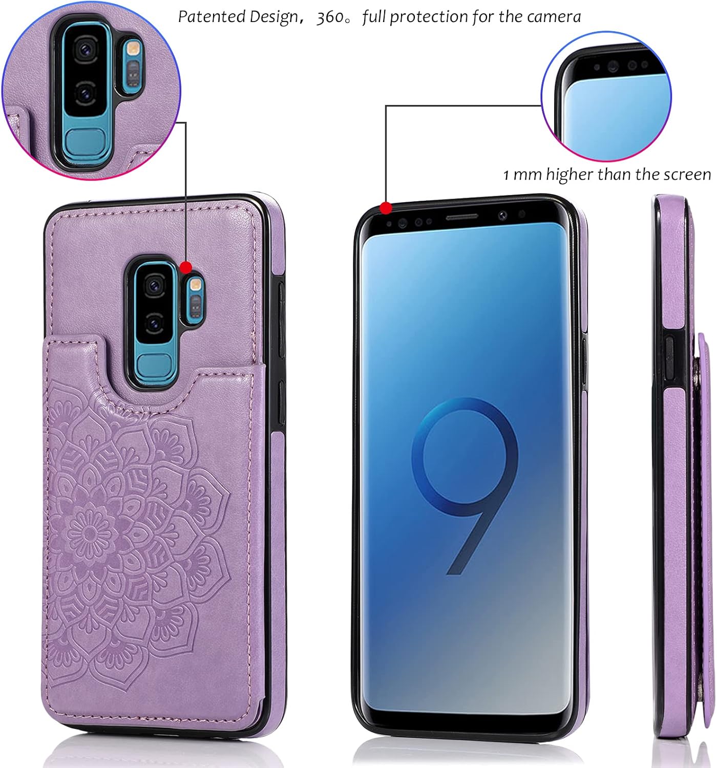 Case for Samsung Galaxy S9 Plus with Tempered Glass Screen and Wallet Case - Image 7
