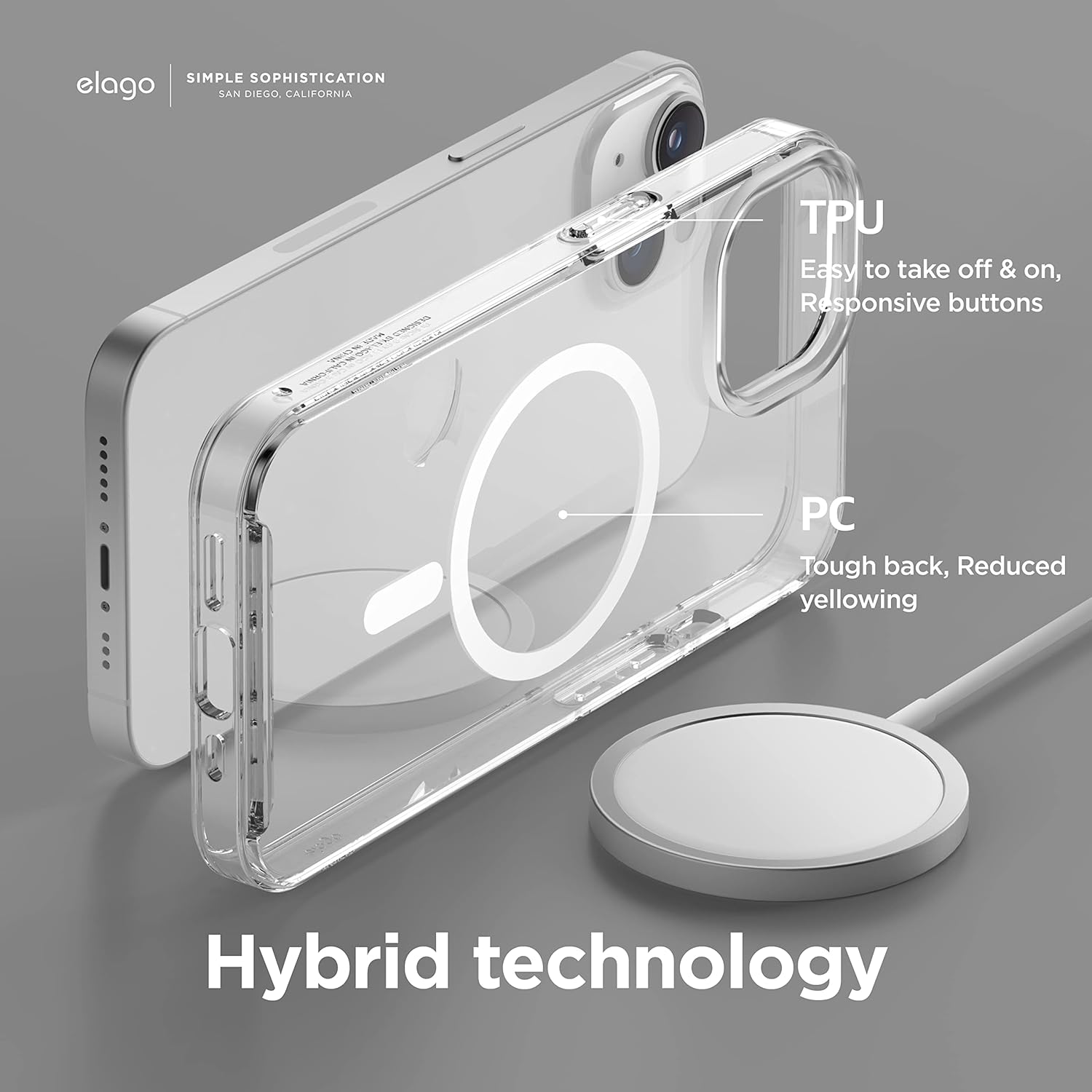 Magnetic Hybrid Clear Case Compatible with iPhone 14/13 (6.1") - Transparent - Image 7
