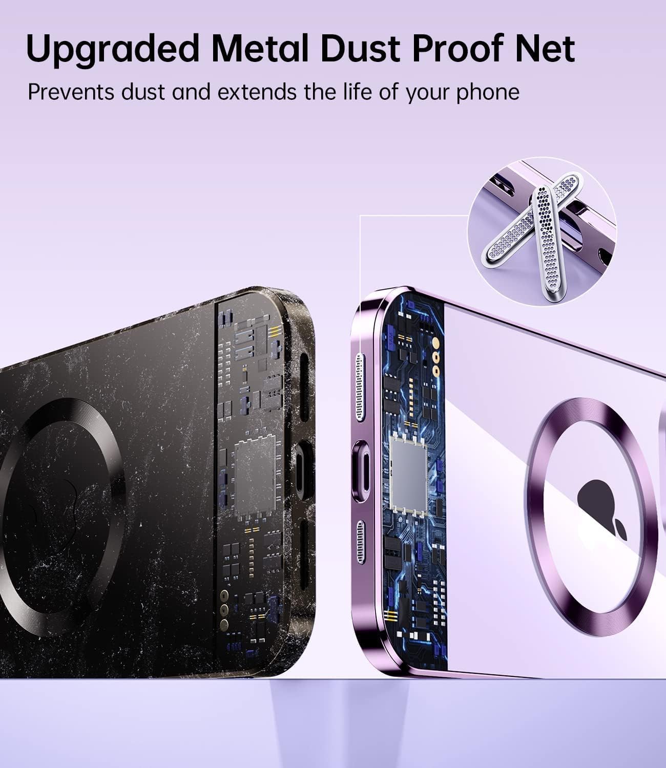 For iPhone 12 Clear Magnetic Case with Camera Protector - Purple - Image 5