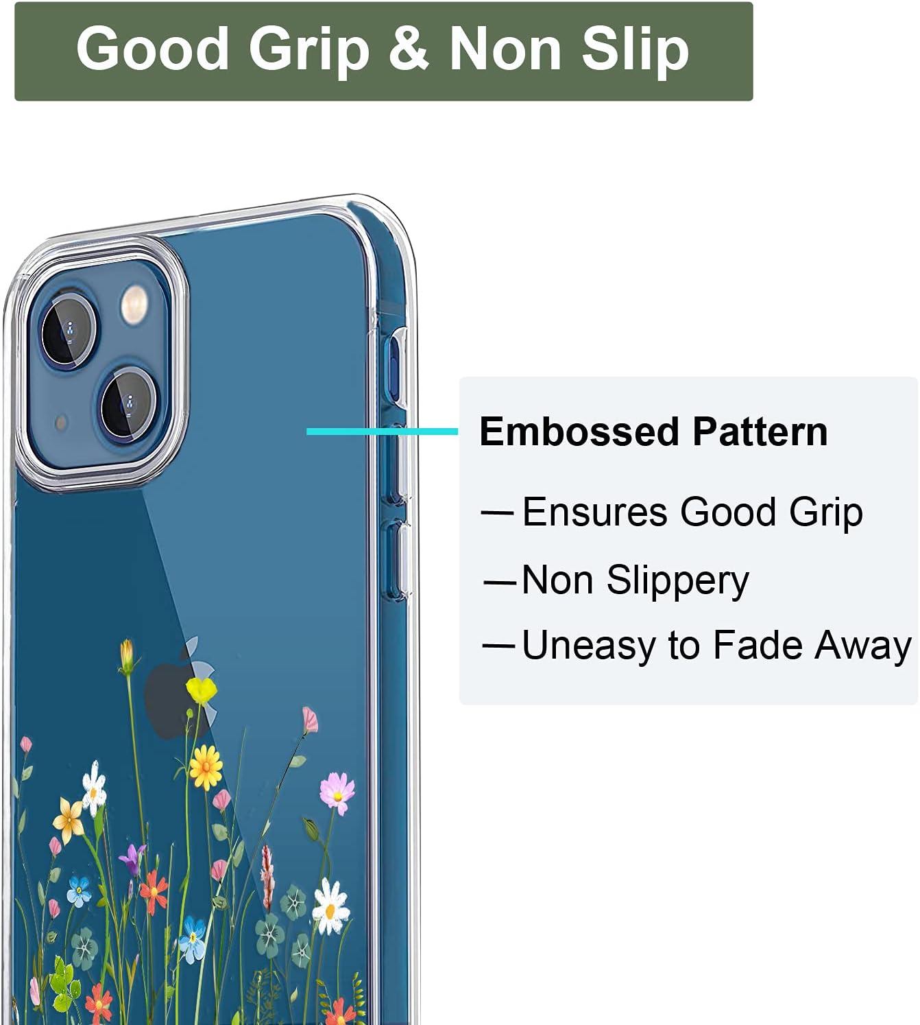 For iPhone 13 Mini Embossed Slim Protective 5.4 Inch Clear Case - Image 4