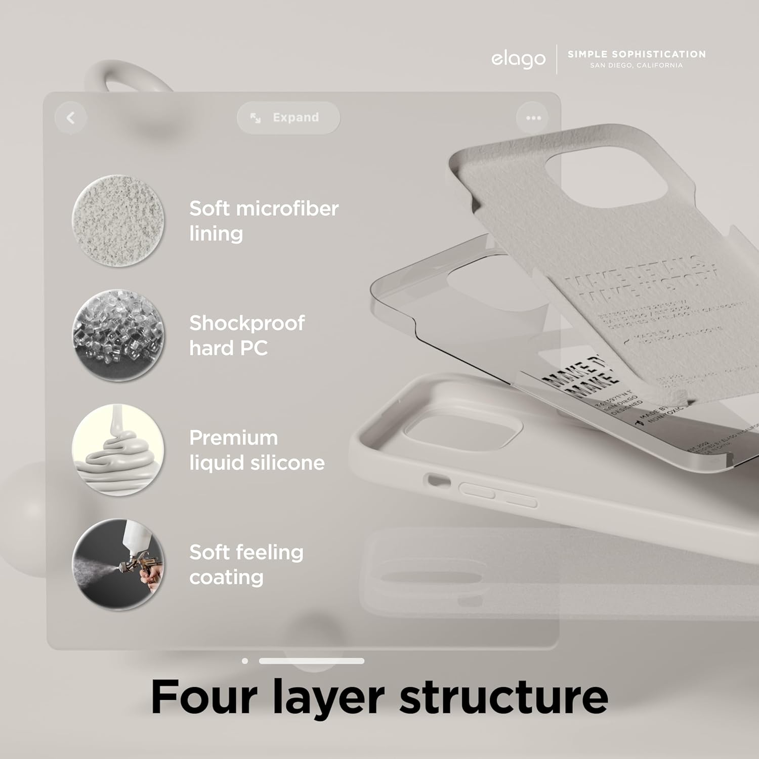 Liquid Silicone Case Compatible with iPhone 15 Case, Premium Silicone (Stone) - Image 4