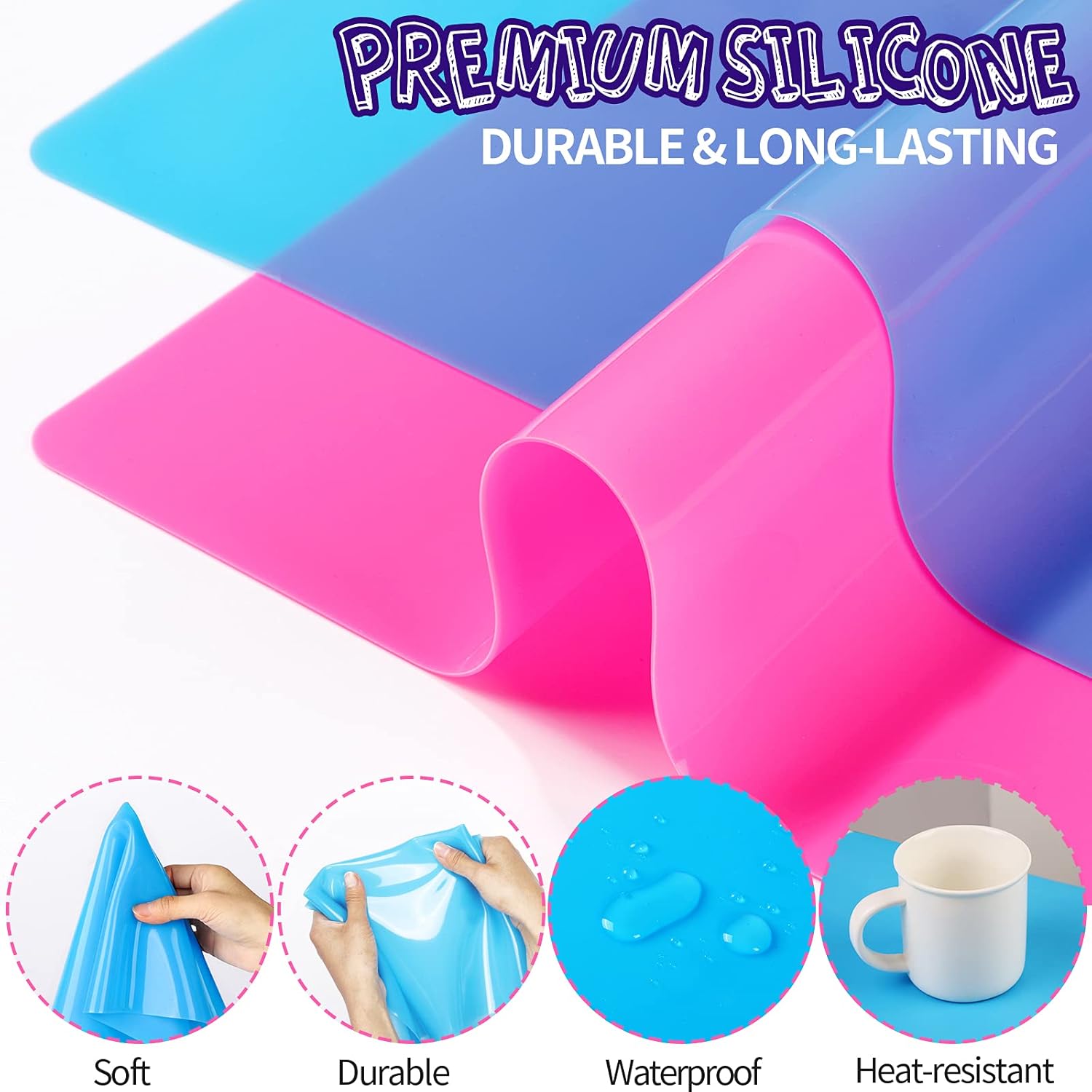 Silicone Mat, 2 Pack 15.7"x11.7" Large Silicone Sheet for Crafts Jewelry Casting - Image 3