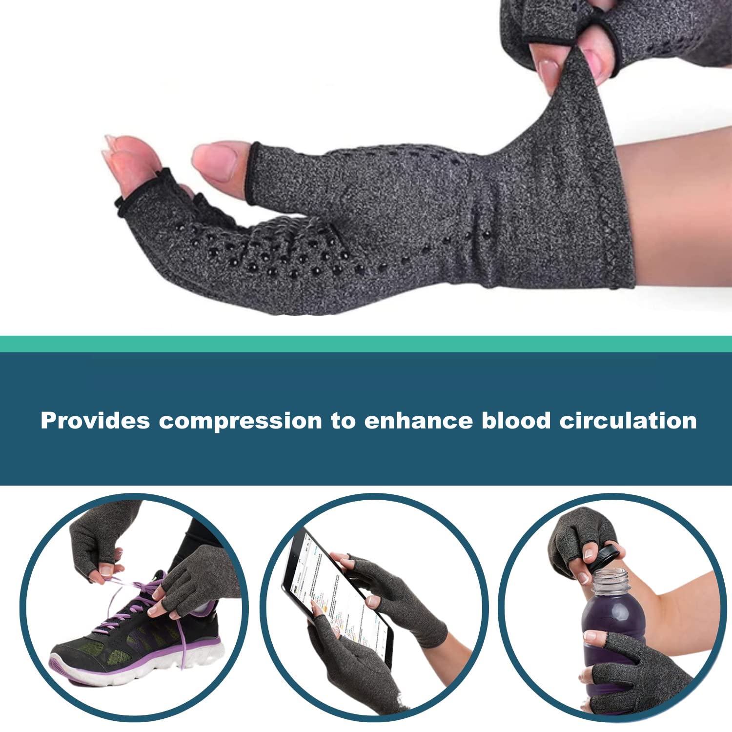 Compression Arthritis Gloves Fingerless -Warmth Therapeutic Compression Gloves - Image 4