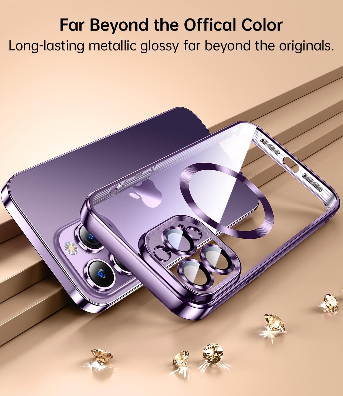 For iPhone 13 Pro Max Clear Magnetic Slim Case with Camera Protector - Purple - Image 2