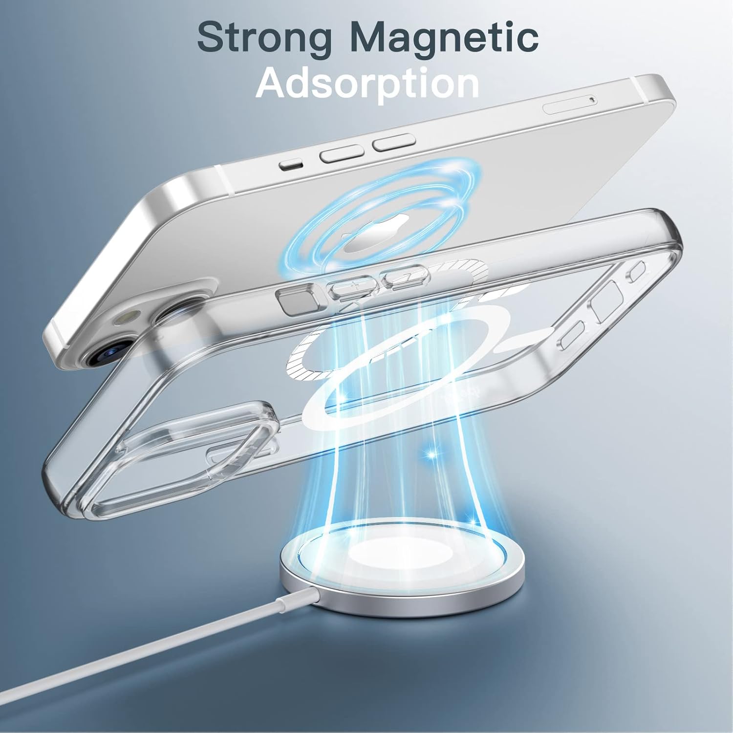 Magnetic Case for iPhone 14 Shockproof Phone Bumper Cover, Anti-Scratch (Clear) - Image 3