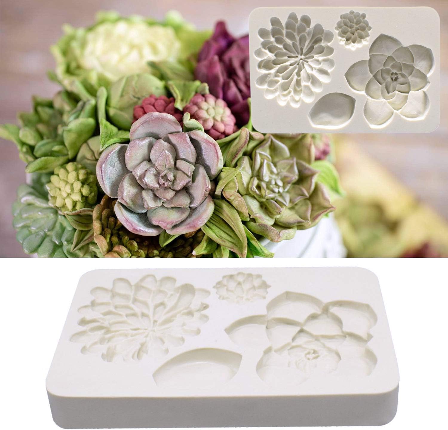 2PCS Fondant Mold Succulent Silicone Fondant Mold Fern Fondant Succulent Leaves - Image 8