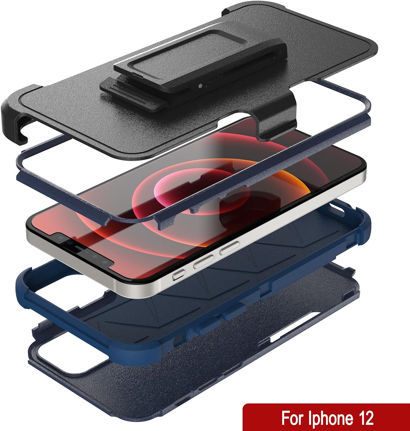 For iPhone 12 Belt Clip Holster 4-1 Rugged & Protective Multilayer Phone Case - Image 4
