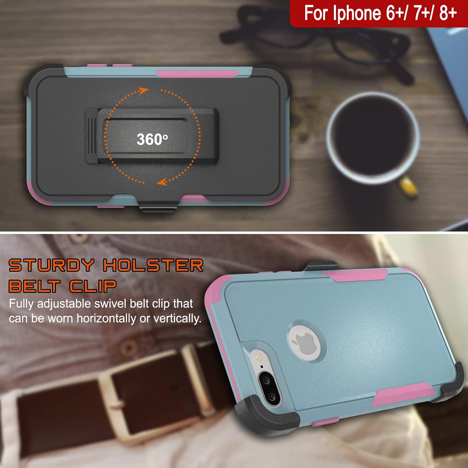 iPhone 7+ Plus Belt Clip Holster 4-1 Rugged & Protective Multilayer Phone Case - Image 5