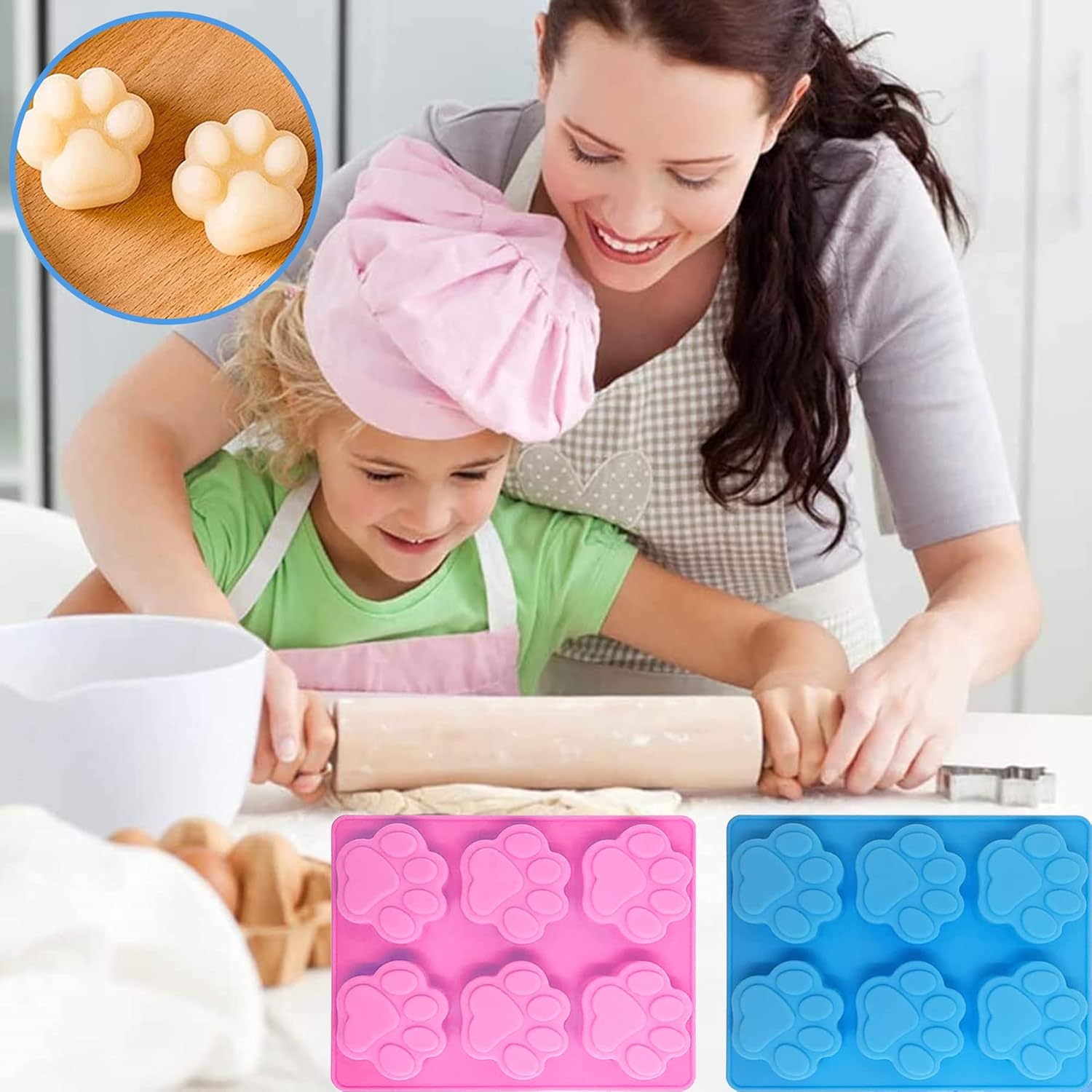 Set of 5, 2 Packs 6 Cavity Dog Paw Silicone Molds and 3 Packs Stainless Steel - Image 6
