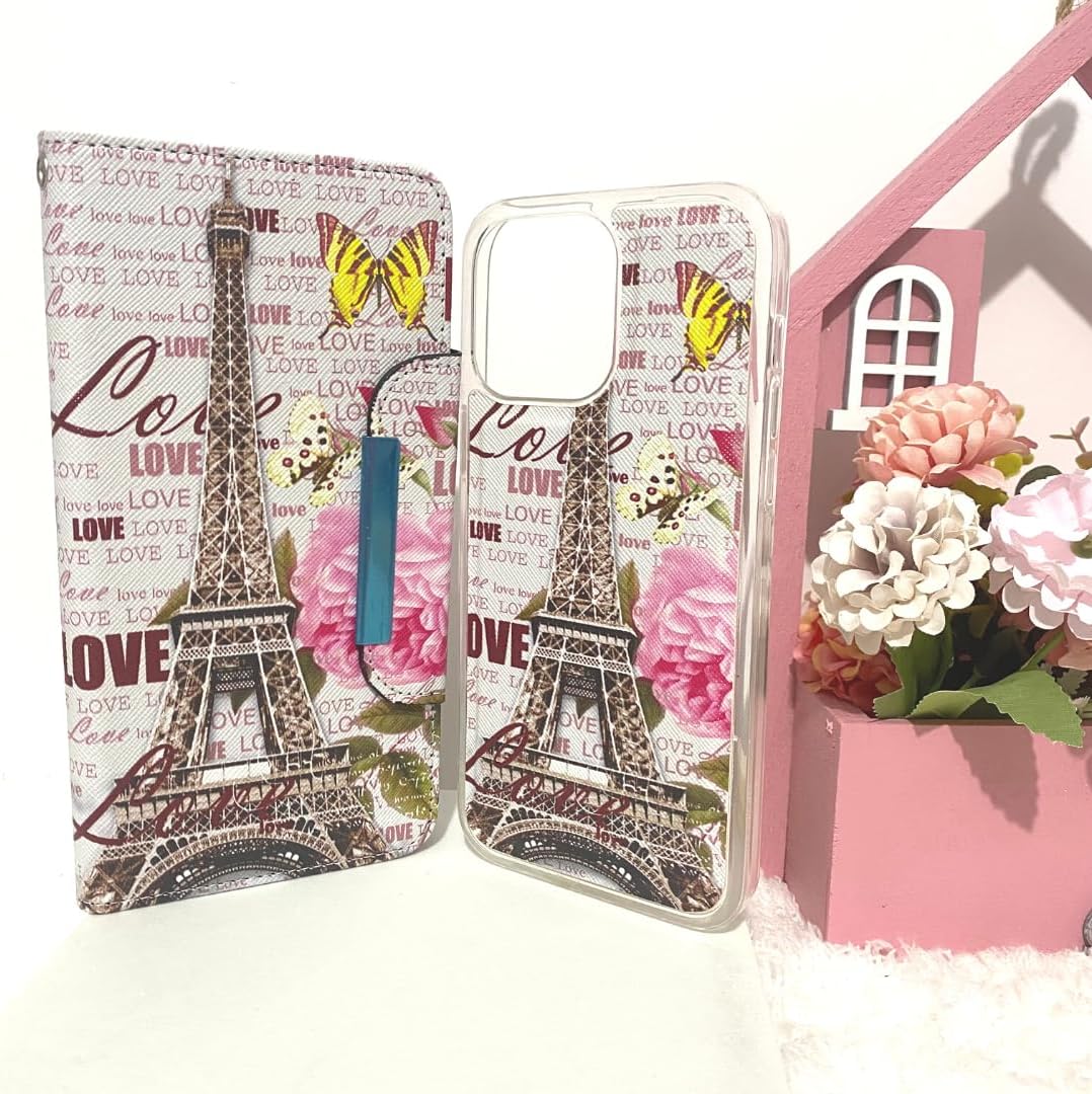 For iPhone 14 Pro Magnetic Detachable 2 in 1 Back and Wallet Case Paris Tower - Image 3