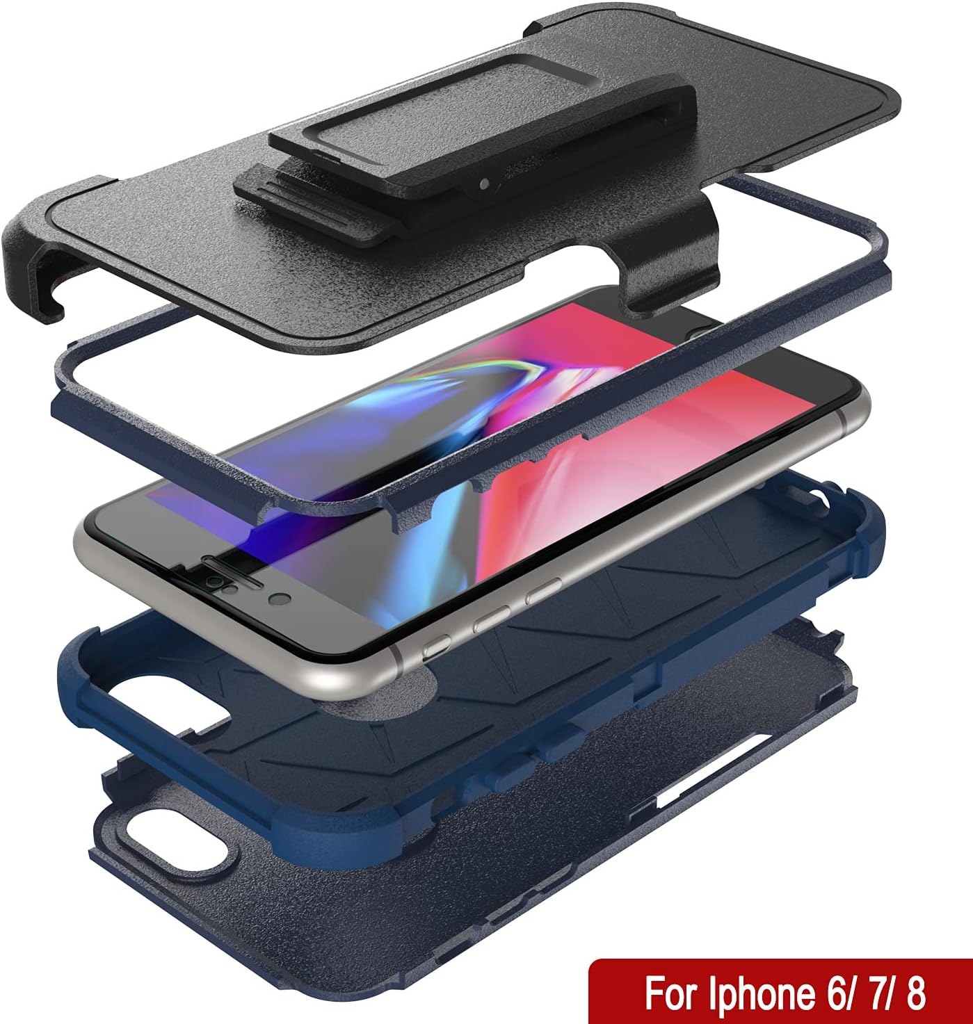 iPhone 8 Belt Clip Holster 4-1 Rugged & Protective Multilayer Phone Case - Image 4