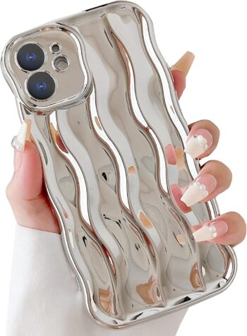 iPhone 11, Water Ripple Pattern Curly Wave Soft Case - Silver