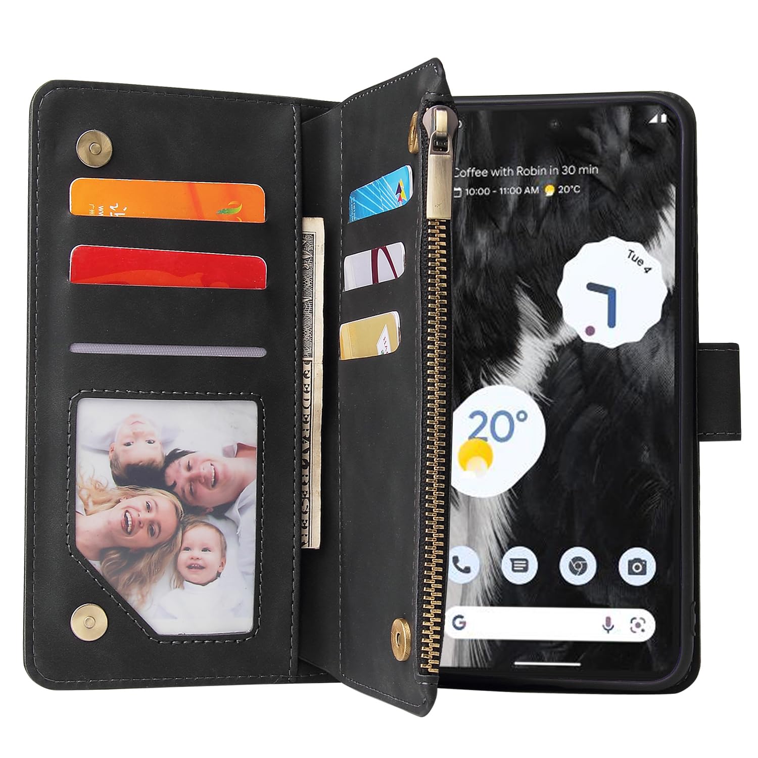 For Google Pixel 7 Pro 5G Tempered Glass Screen Protector and Flip Wallet Case - Image 3