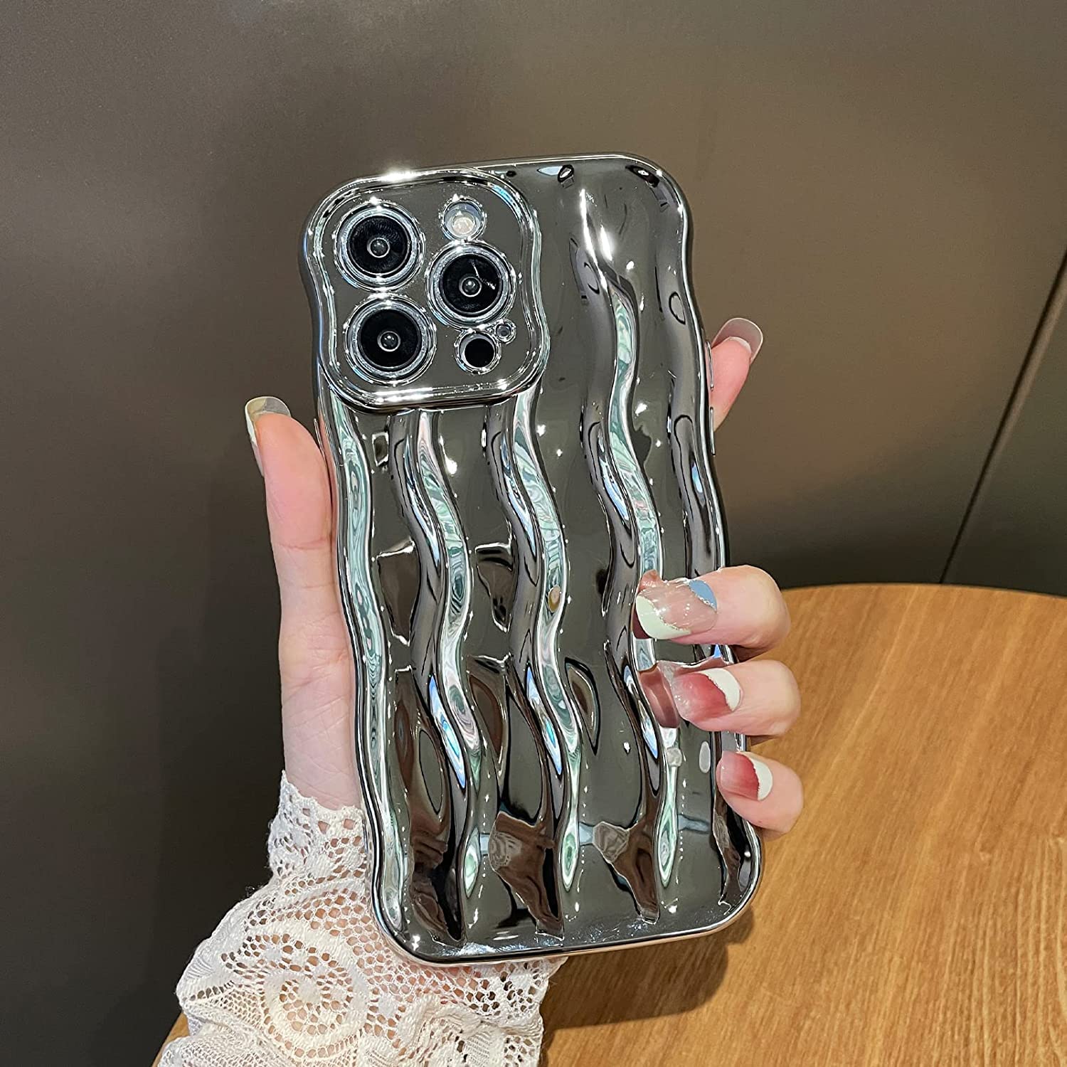 iPhone 11, Water Ripple Pattern Curly Wave Soft Case - Silver - Image 7