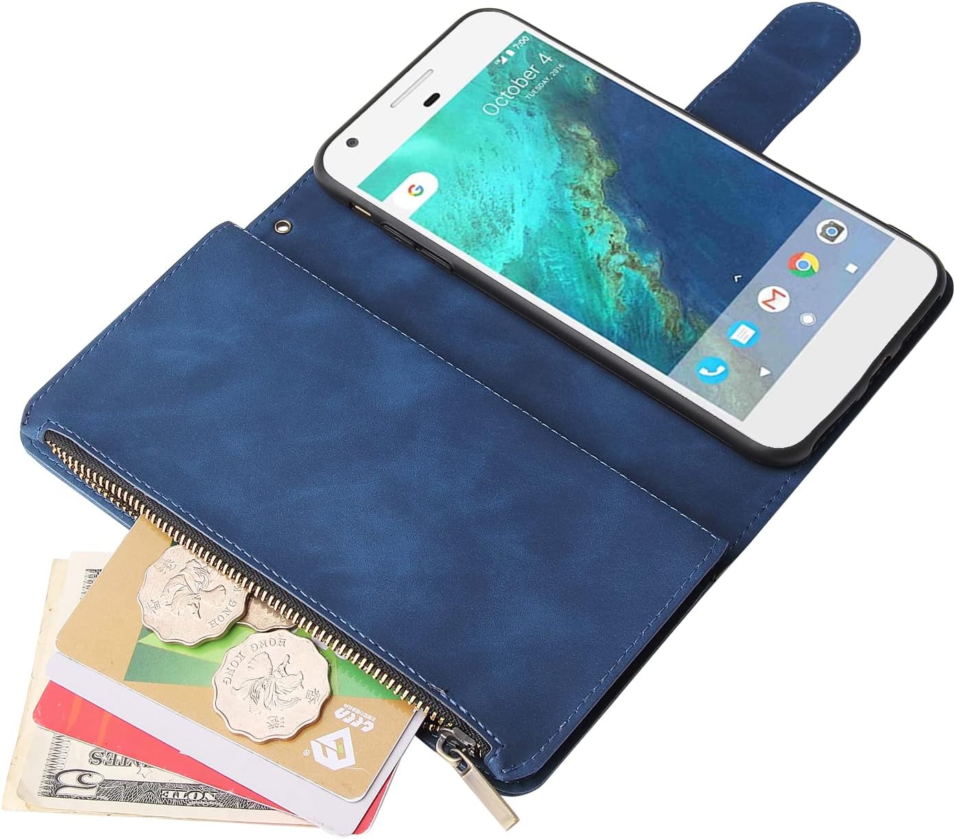 Google Pixel XL Leather Wallet Case w Tempered Glass Screen Protector - Image 6