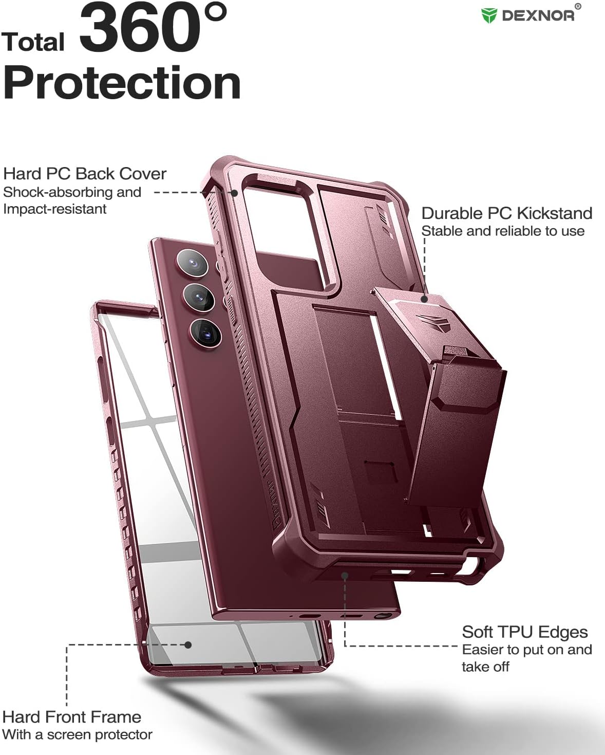 For Samsung Galaxy S22 Ultra 5G Case with Built-in Screen Protector, Shockproof - Image 6