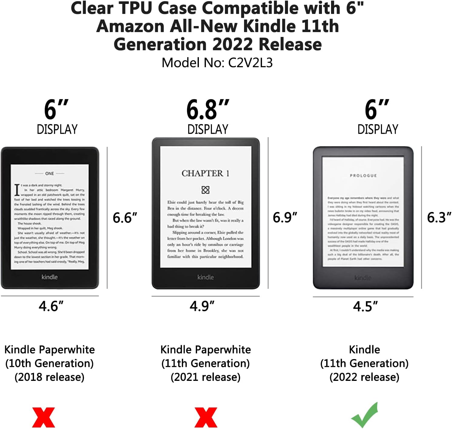 6" All-New Kindle Case Clear with Tempered Glass Screen Protector 2022 - Image 2