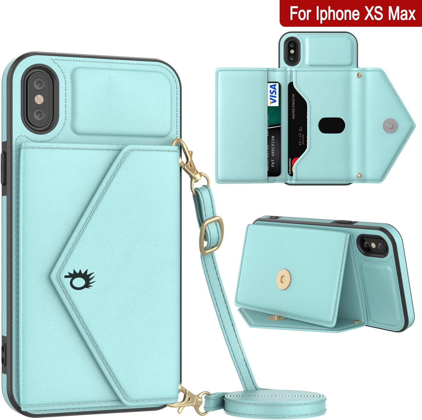 For iPhone Xs Max Stylish PU Leather, Kickstand and Shoulder Strap Wallet Case - Image 4
