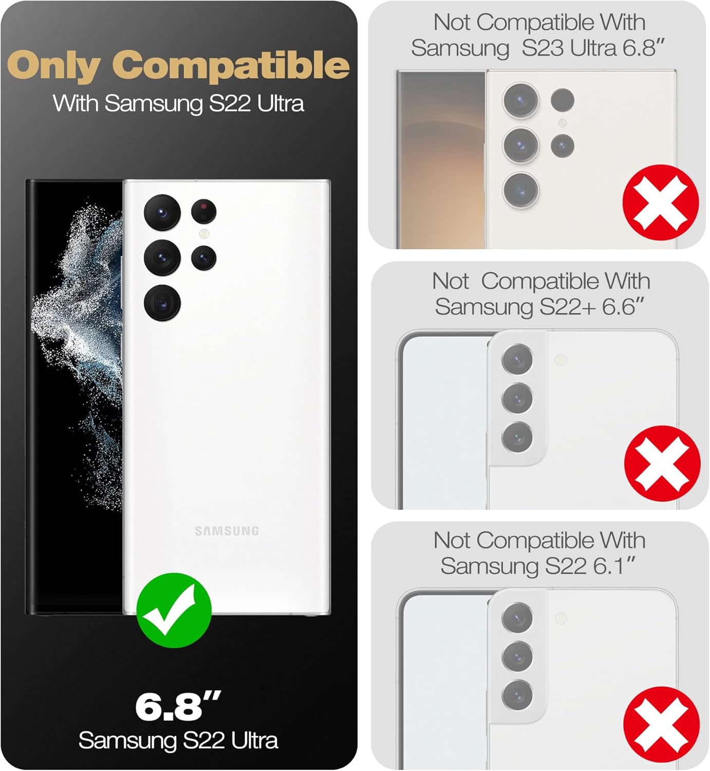 For Samsung Galaxy S22 Ultra 5G Case with Built-in Screen Protector, Shockproof - Image 2