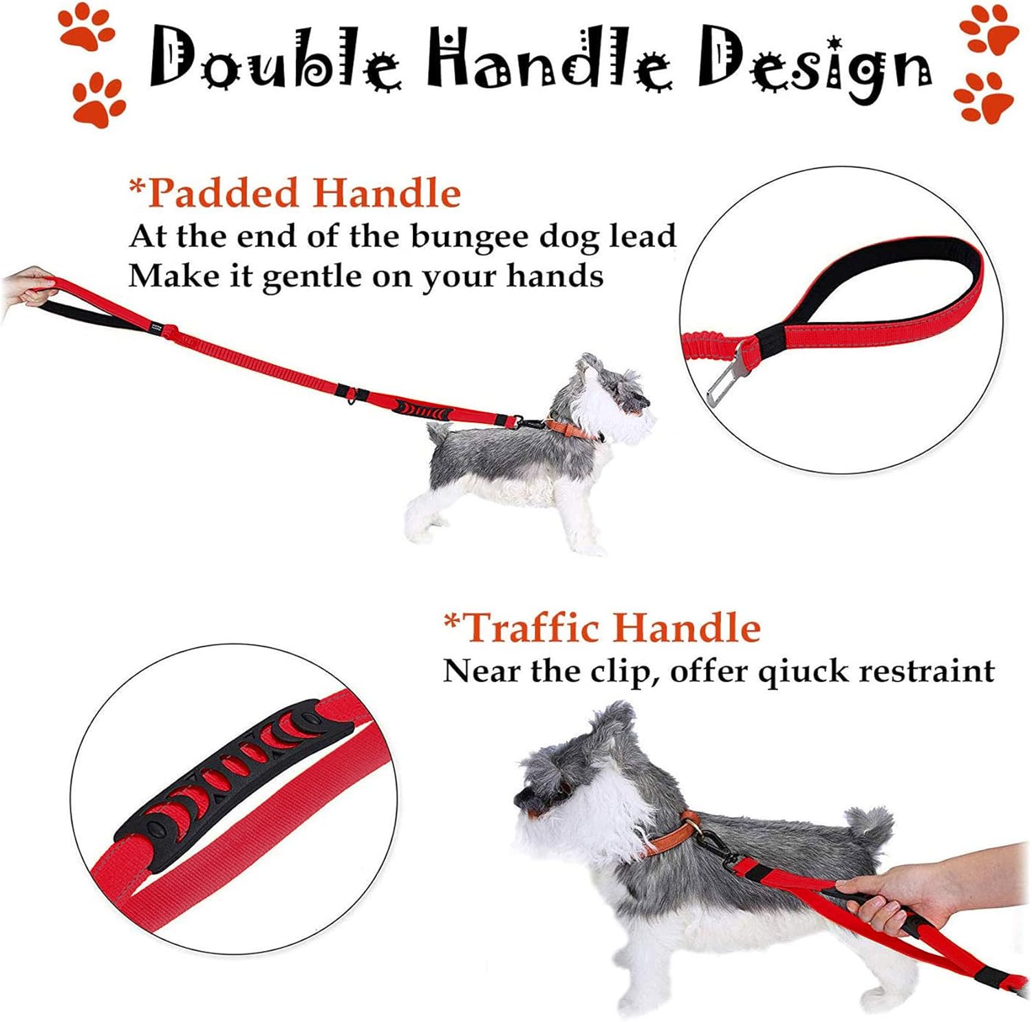 Dog Lead & Car Seat Belt 2 in 1 , 150cm Reflective Anti-Shock Bungee Dog Leash - Image 6