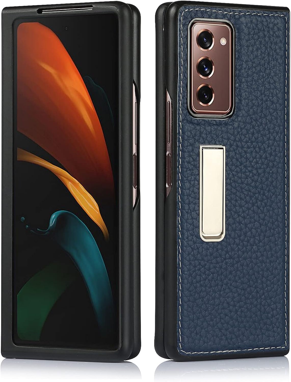 Wallet Case for Samsung Galaxy Z Fold 2 5G (2020) Stand + Protective Case - Blue - Image 2