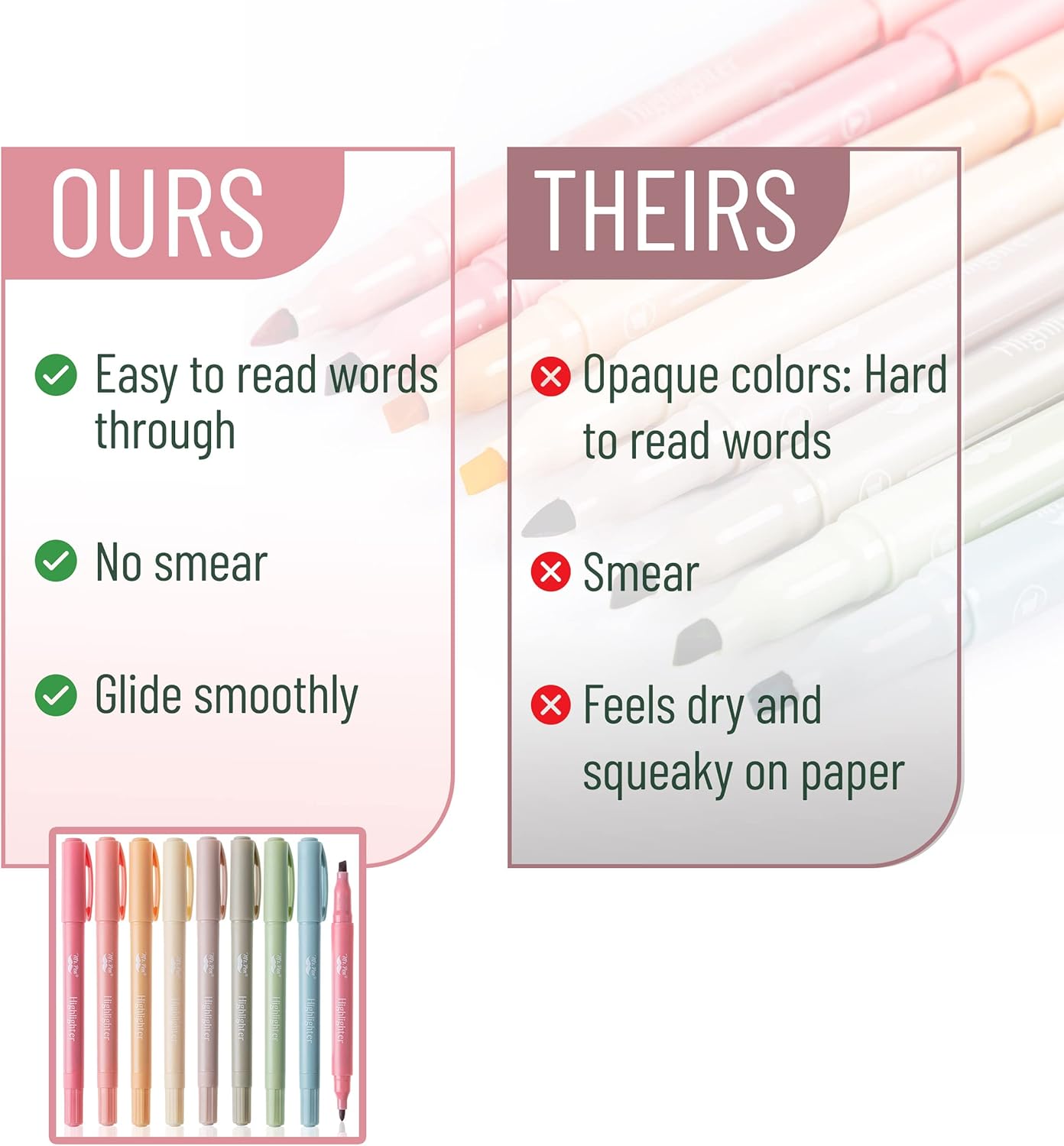 Cute Highlighter Pens, Dual Fine & Chisel Tip, Vintage colours, 8 Pack - Image 4