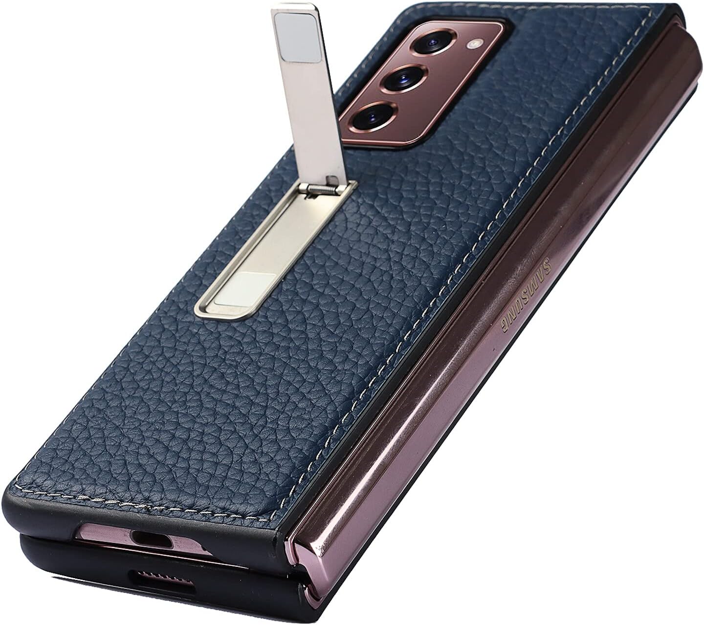 Wallet Case for Samsung Galaxy Z Fold 2 5G (2020) Stand + Protective Case - Blue - Image 7