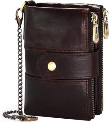 Men Purse Wallet Real Leather Ladies Purses With Chain Multi Purses (12*9*3 cm)