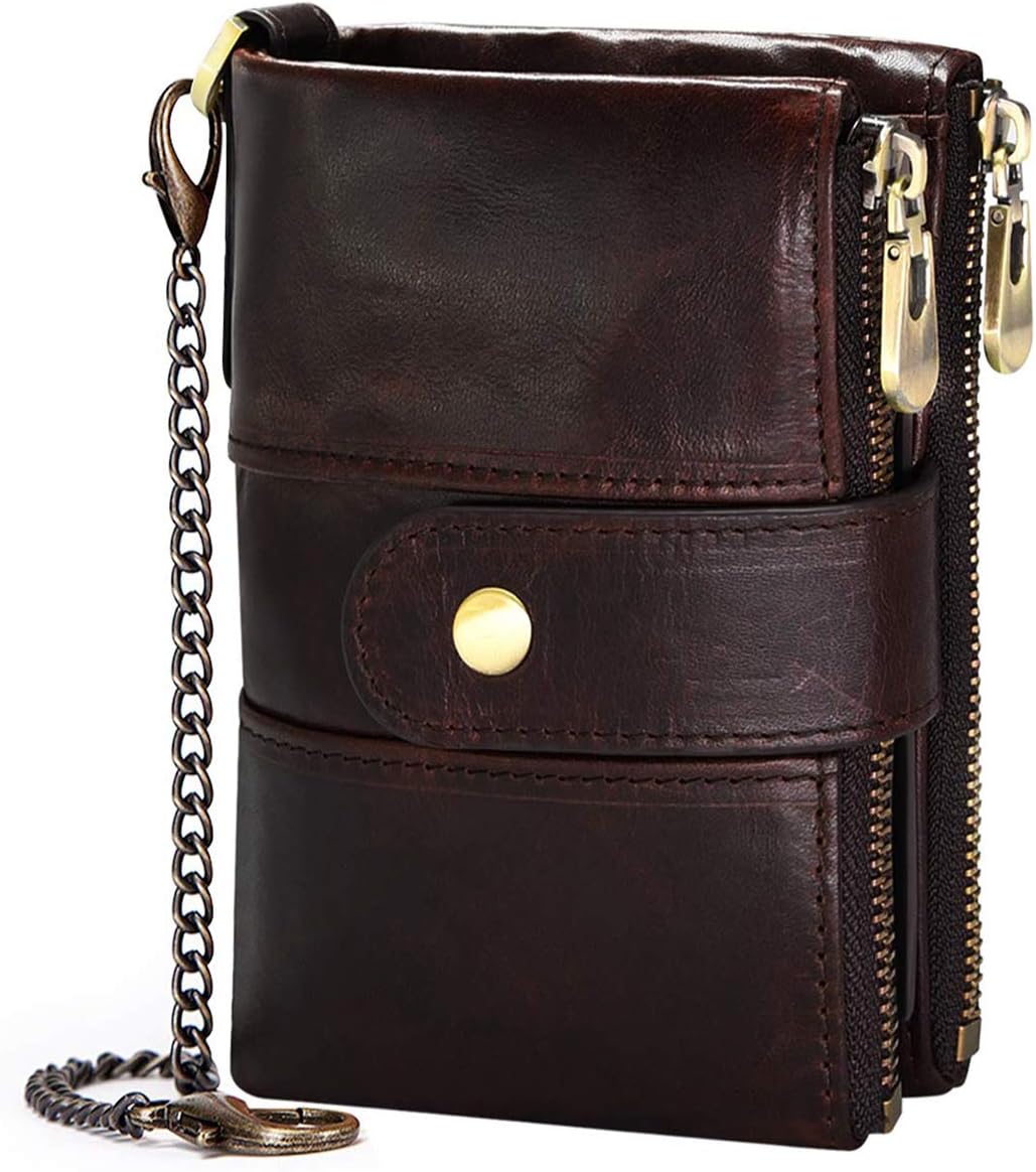 Men Purse Wallet Real Leather Ladies Purses With Chain Multi Purses (12*9*3 cm)