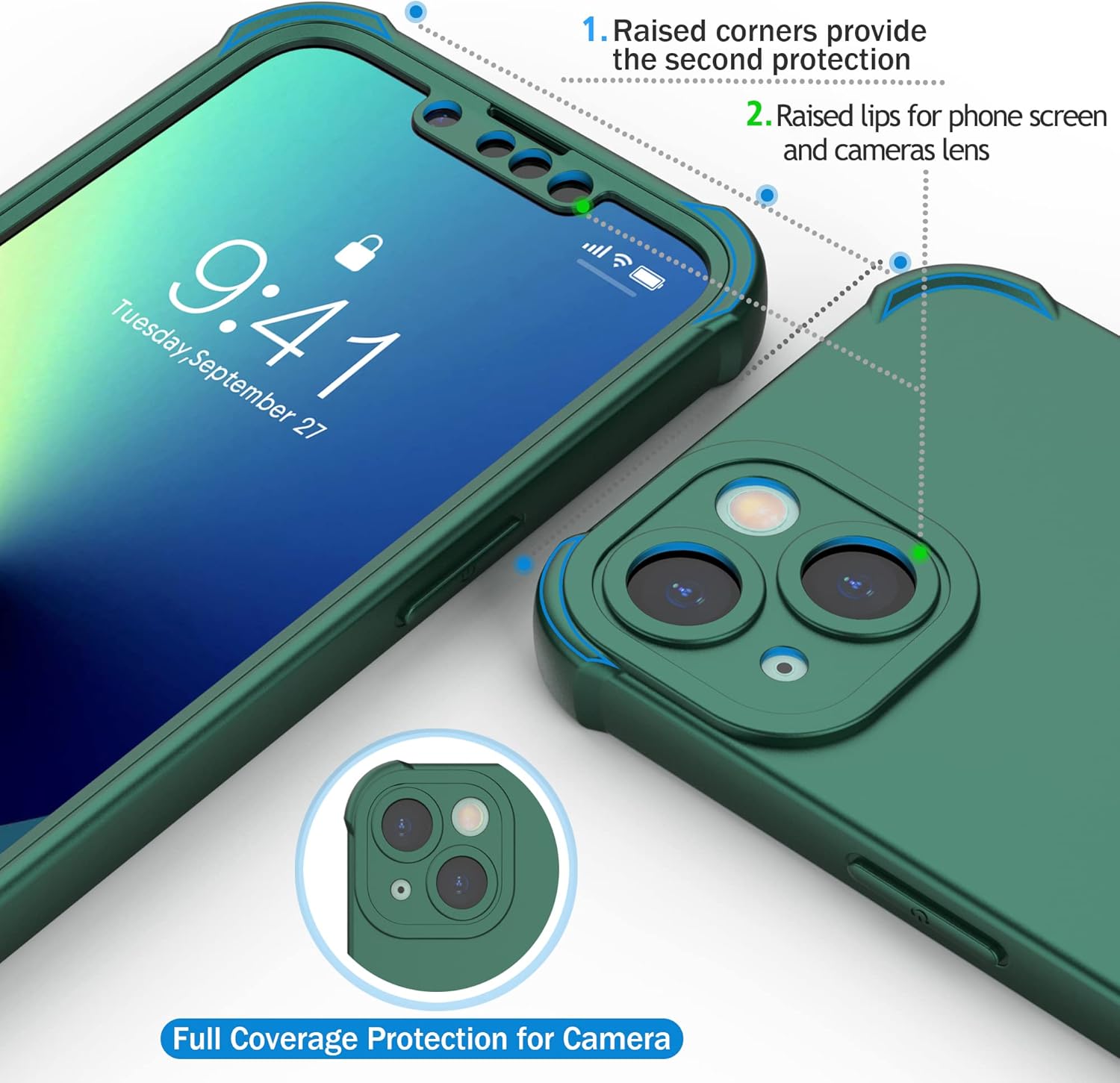 For iPhone 13 Case with Full Shockproof Body Protective Case - Green - Image 4