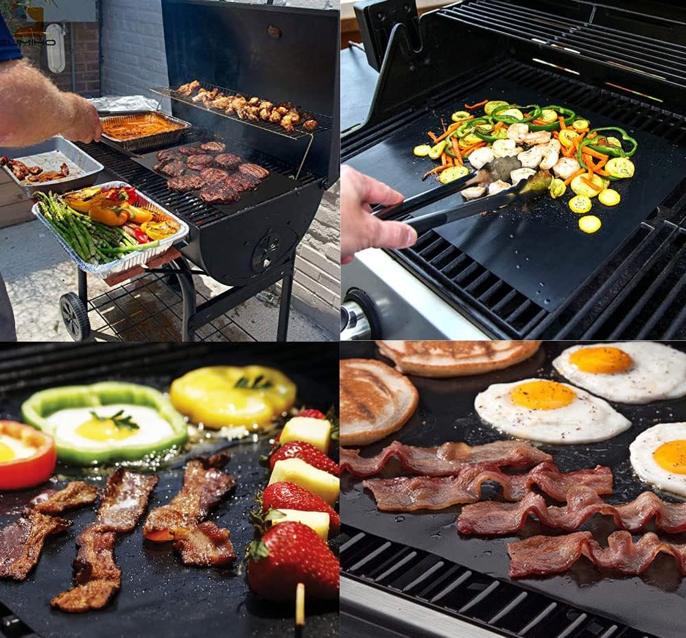 BBQ Grill Mat, 8 Pack(6 Solid Mats * 2 Mesh Mats) Non-Stick BBQ Baking Mats - Image 4