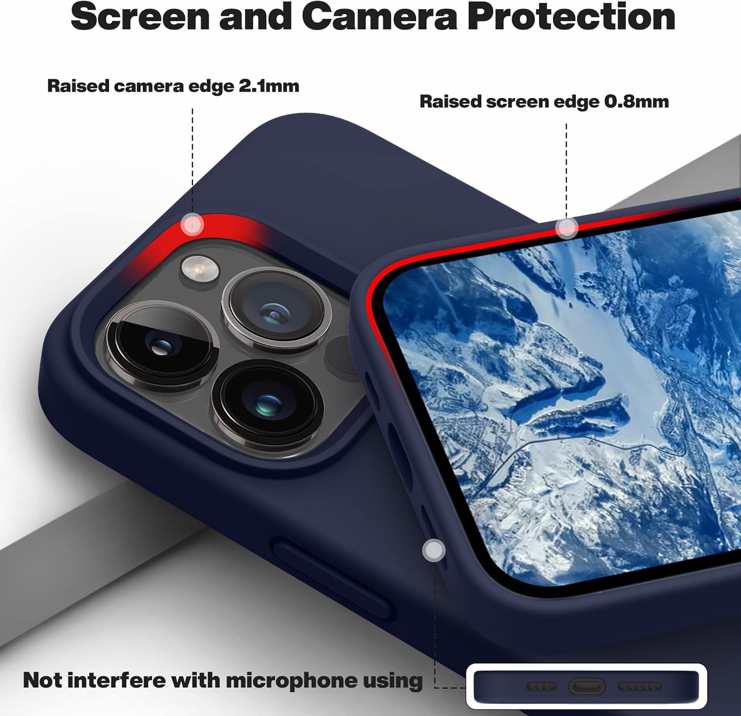 iPhone 13 Pro Max, Silicone Shockproof Slim Thin Phone Case (Midnight Blue) - Image 4