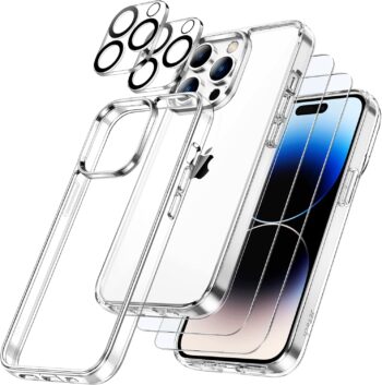 3 in 1 Case for iPhone 14 Pro Max 6.7-Inch, with 2-Pack Screen Protector (Clear)