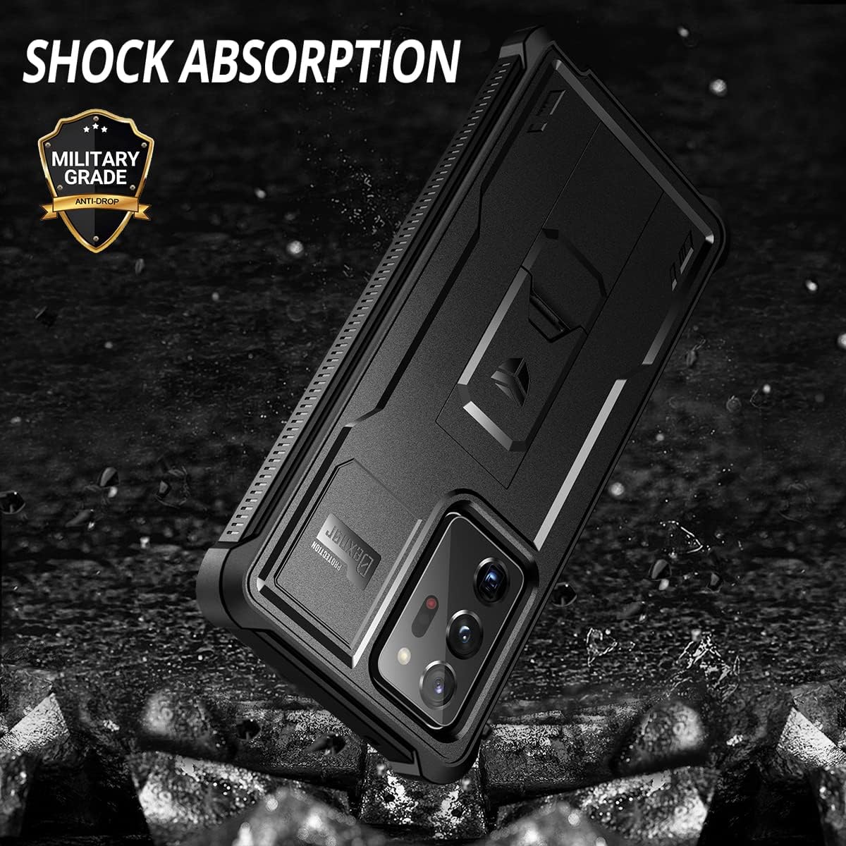 Samsung Note 20 Ultra Case, Heavy Duty Shockproof Protective Cover - Black - Image 7