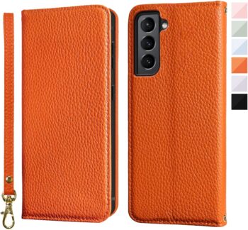 Galaxy S22, Leather RFID Blocking Wallet Magnetic Closure w Kickstand Case