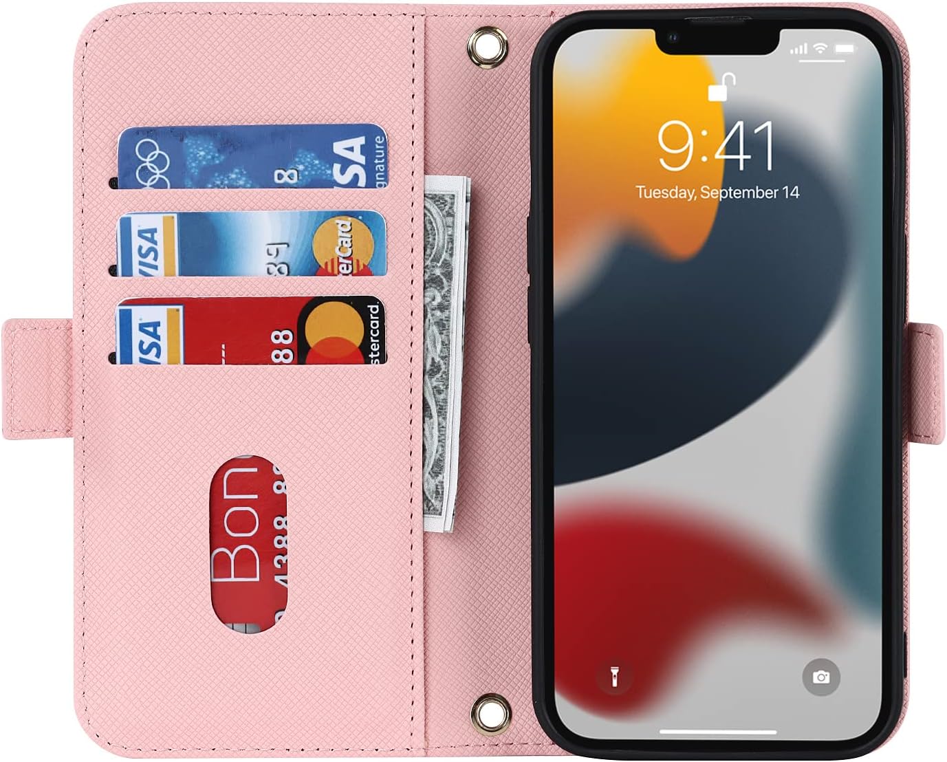 For iPhone 13 Pro Max (6.7") Flip Cover Magnetic Leather Card Slot Holder Case - Image 5