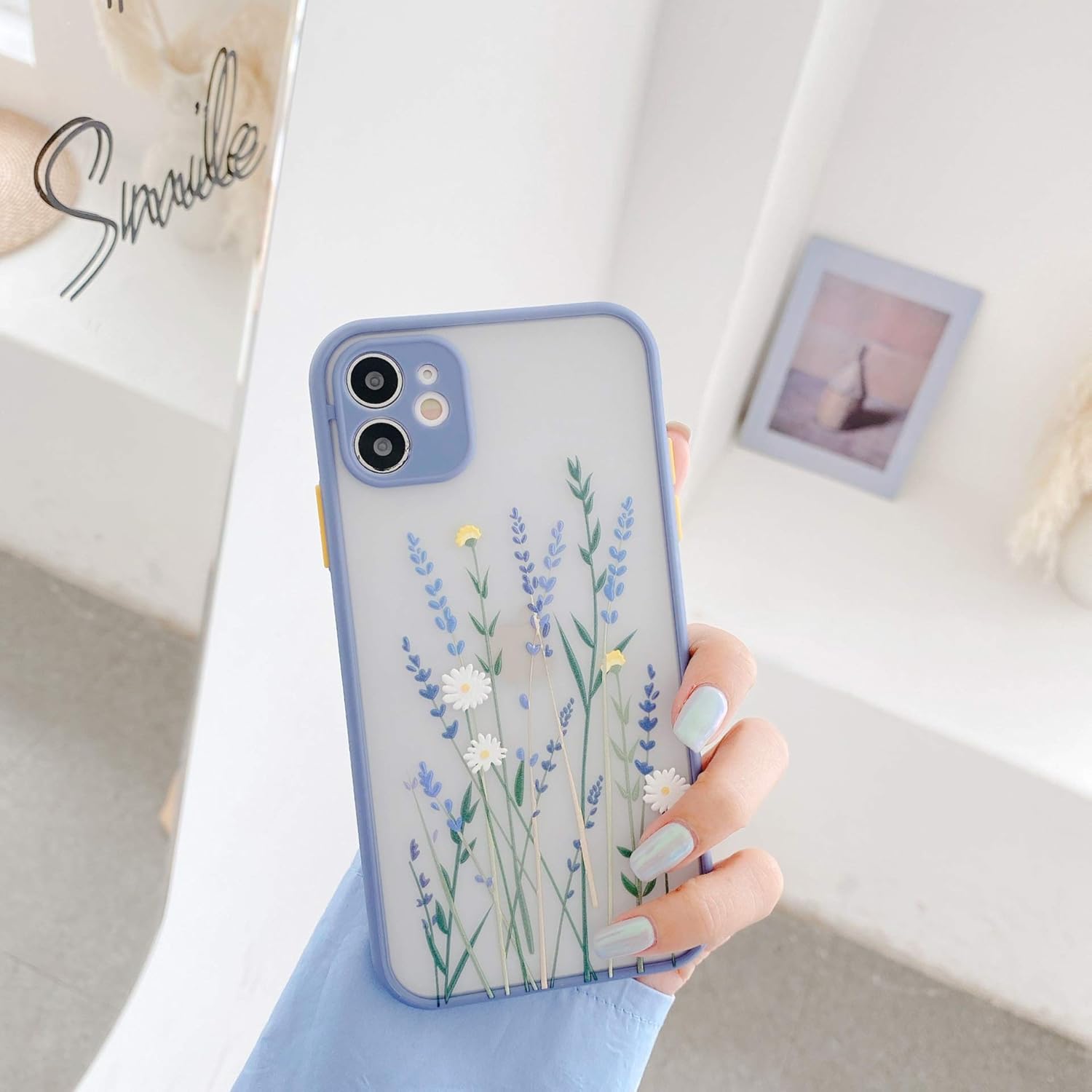 Flower Clear Frosted Soft TPU Protective Silicone Slim Case for iPhone 11-Purple - Image 3