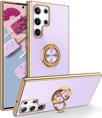 For Samsung Galaxy S22 Ultra  Slim Phone Case w Kickstand 6.8 Inch - Purple