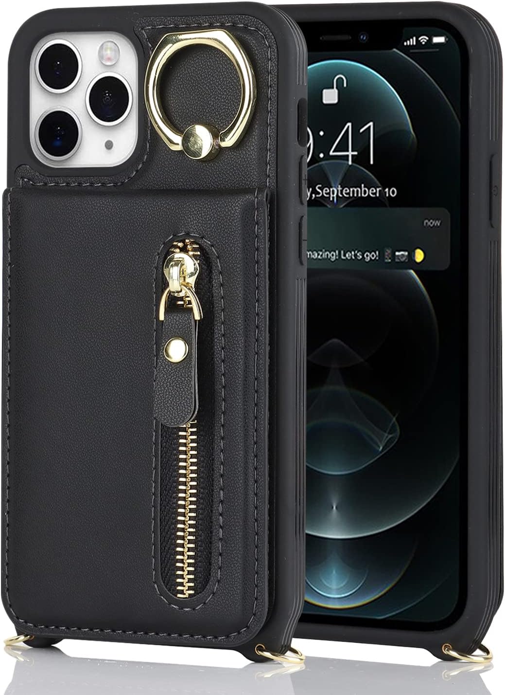 Vertical Flip Cover for iPhone 11 Pro Max Leather Case 6.5'' Crossbody Wallet - Image 2