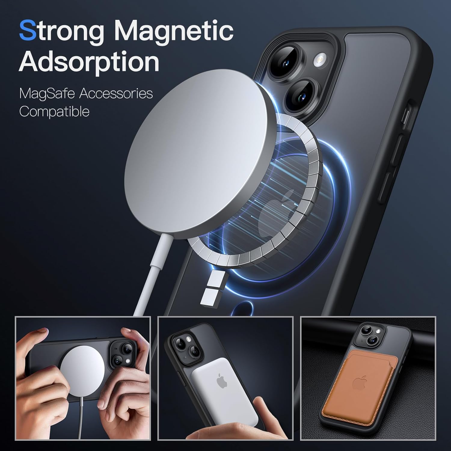 Magnetic Case for iPhone 13 Mini 5.4-Inch Compatible with MagSafe (Black) - Image 3