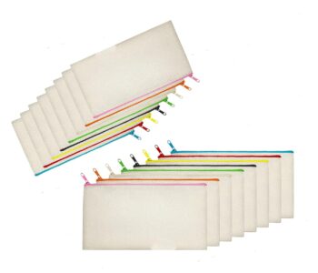 16 Pack Canvas Pencil Case, 8 Colors Zipper Blank DIY Craft Pencil Case