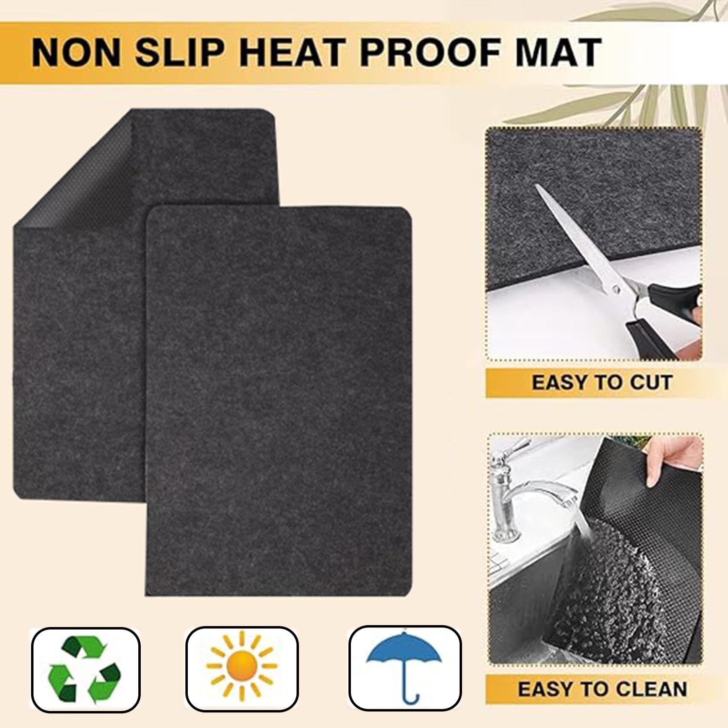 2Pcs Heat Resistant Mat for Air Fryer, Kitchen Countertop Protector Mats 44*30cm - Image 4