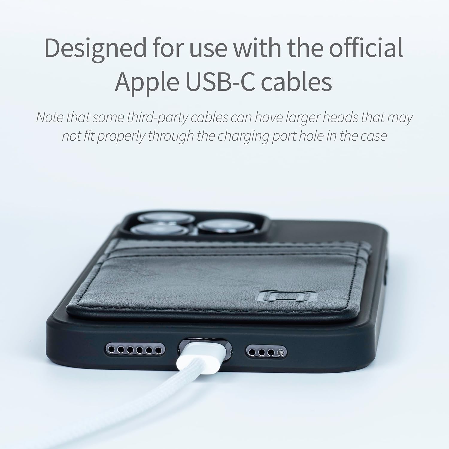 For iPhone 15 Pro with Recycled TPU Shell & 2 Stitched-on Card Slots - Black - Image 3