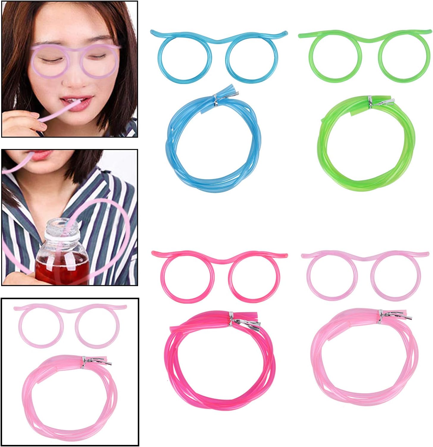 8PCS Silly Straw Glasses, Reusable Fun Loop Drinking Straw Eye Glasses, Novelty - Image 4