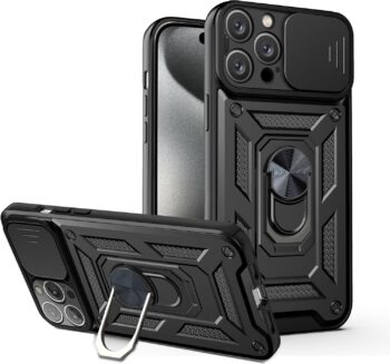 Shockproof Hard PC Protective Kickstand Case for iPhone 15 Pro Max
