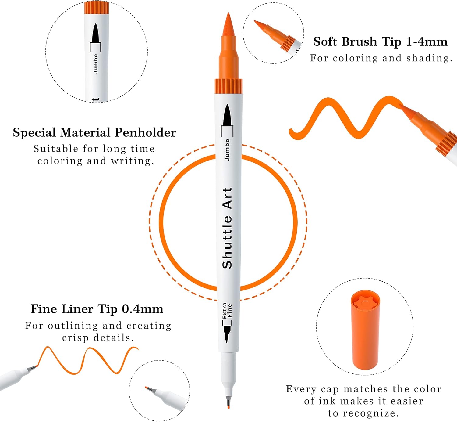 120 Colors Dual Tip Brush Art Marker Pens with 1 Coloring Book, Fine and Brush - Image 3