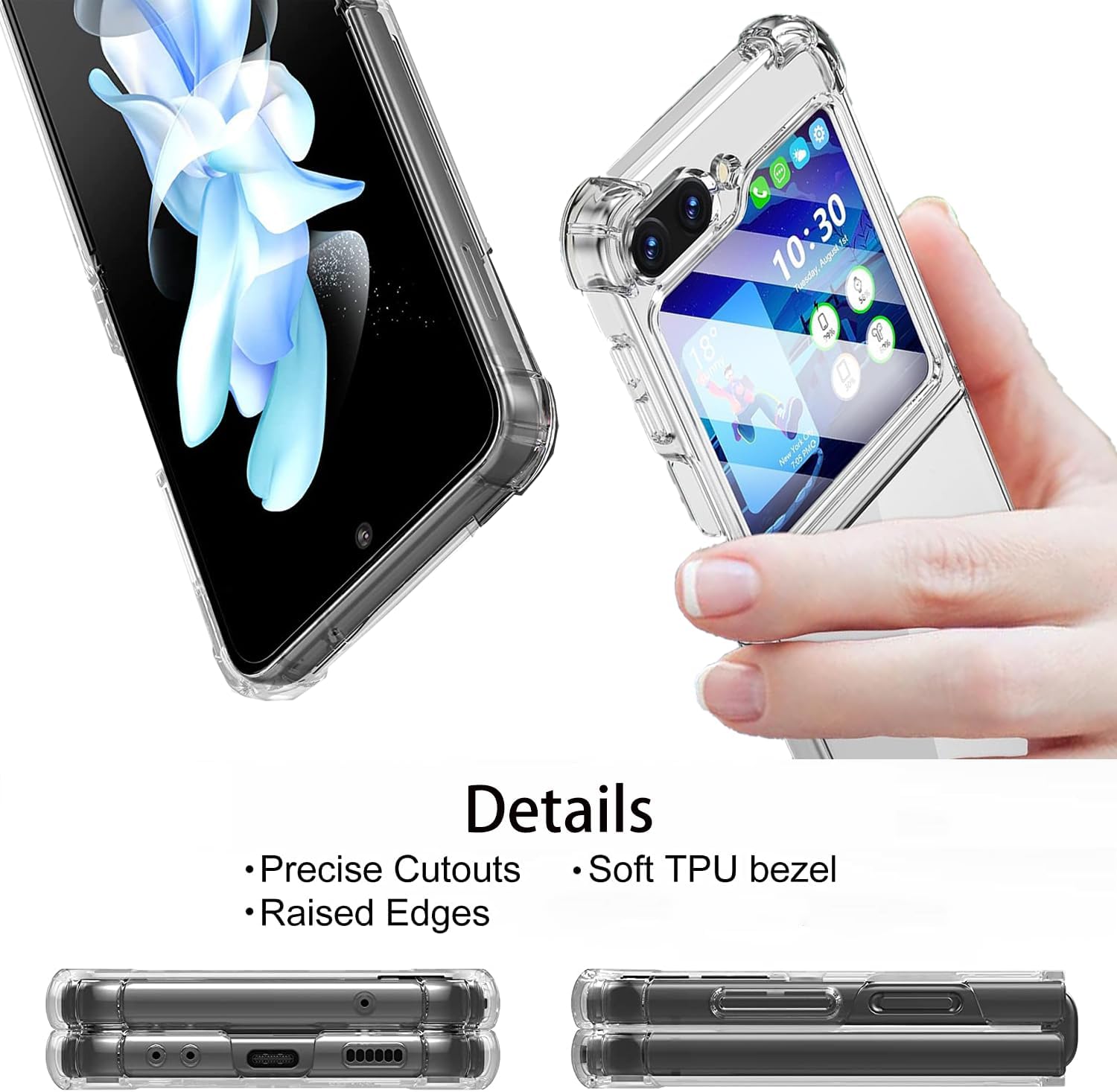 Samsung Galaxy Z Flip 5 5G Protective Acrylic + TPU Case - Clear - Image 2